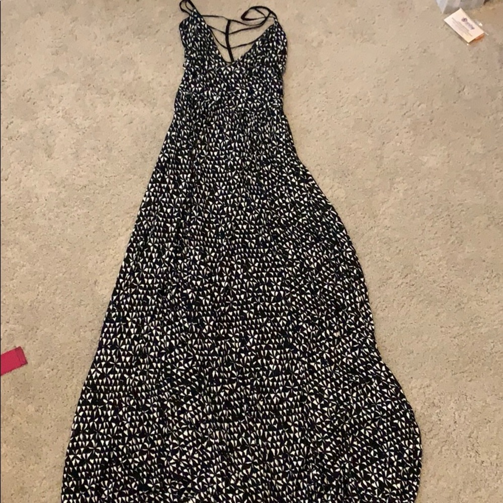 Geo-print cage back maxi dress
